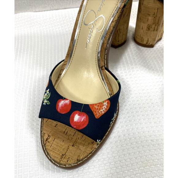 Jessica Simpson Heels Womens Size 6 Cherries Strawberries Open Toe Ankle Strap - Picture 3 of 14